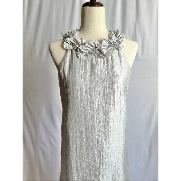 NWT London Times Silver Metallic Cocktail Dress - Size 8 - Picture 3 of 9